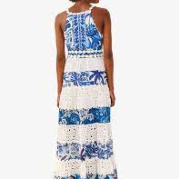 *New with tags* Farm Rio Maxi Dress Mixed White And Blue Prints - Picture 6 of 10